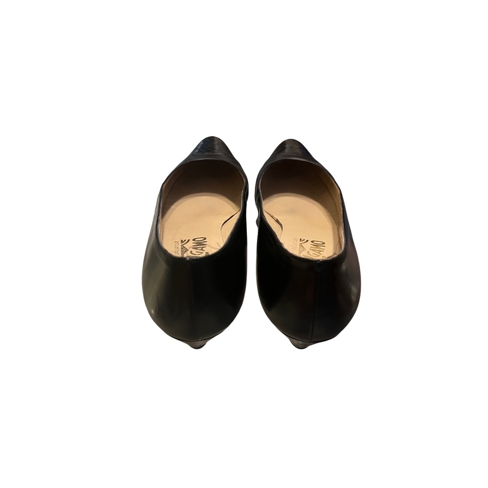 Salvatore Ferragamo Margaret Black Calf Leather Snakeskin Cap Toe Pumps 9 AAA - Picture 3 of 12